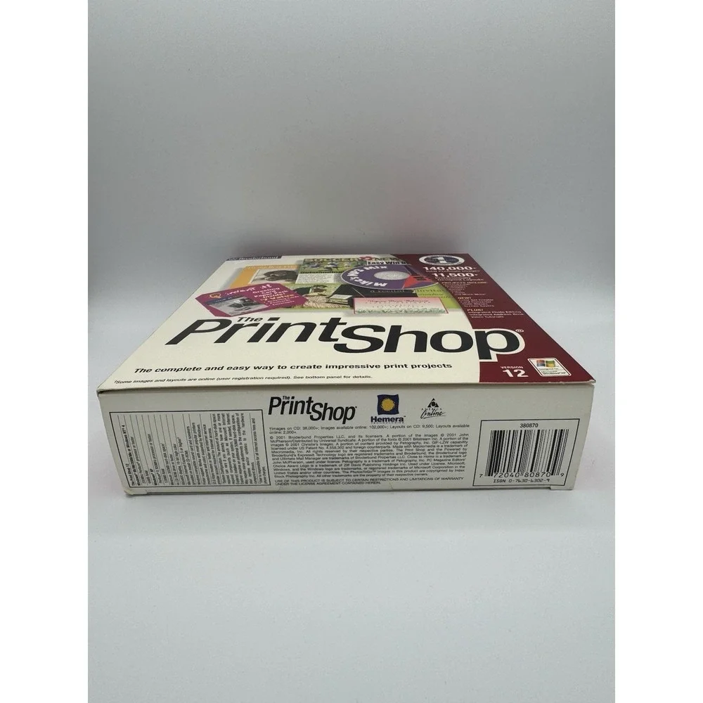 Vintage Broderbund The Print Shop Ver.12 2001  Software For Windows XP Sealed
